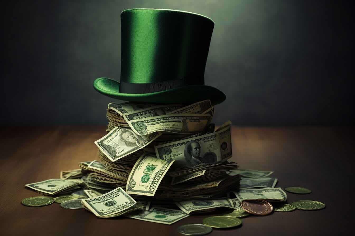 Hat on top of pile of money